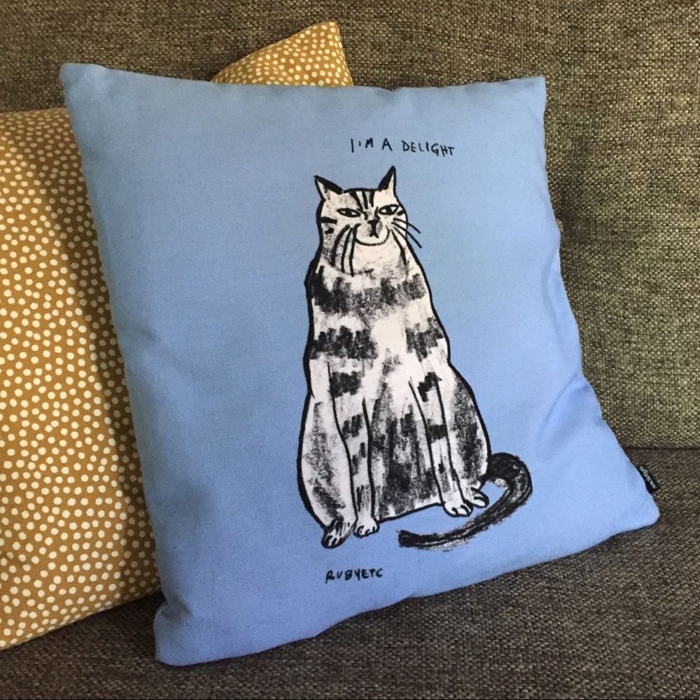 Rubyetc Cat Drawing Pillow Cover